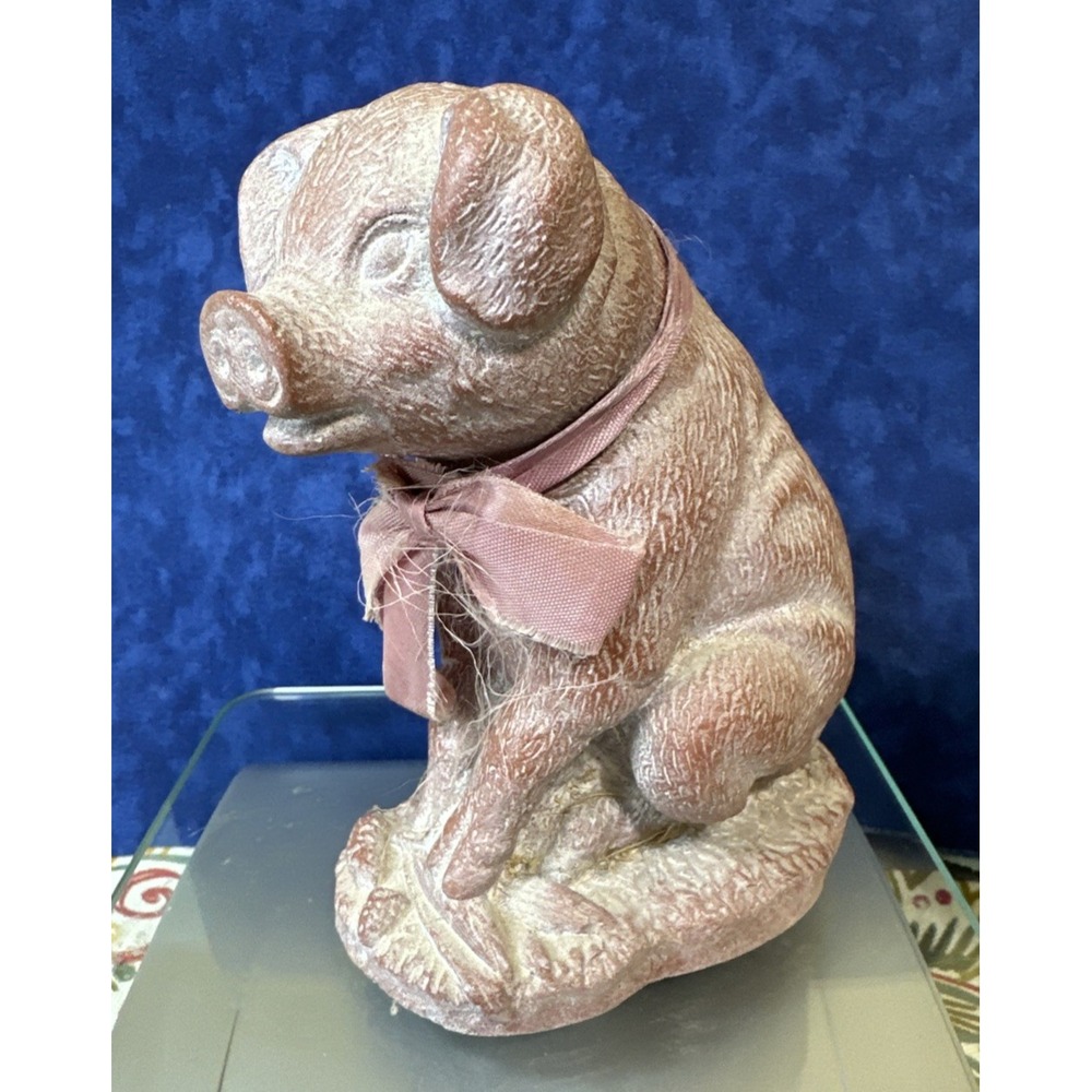 Vintage Pink Pig Statue/Door Stop 1989 HSI Pottery RP 2876 5 x 4 x 2.5  2 Pounds